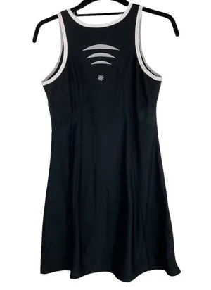 Athleta Black Smash Tennis Running Mini Dress Sz Small Athletic thumbnail 3