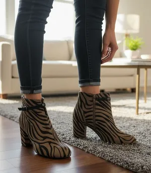 Aerosoles Patrole Car Zebra Print‎ Calf Hair Ankle Boots Womens 9M Brown Black thumbnail 1