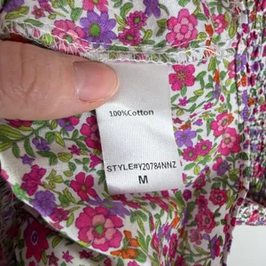 DO+BE Floral Smocked Puff Sleeve Mini Dress Medium Colorful Preppy‎ Bloomcore thumbnail 6