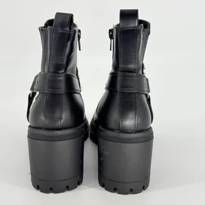Sincerely Jules Dolphin Moto Ankle Boots Womens 8 Black Harness‎ Lug Sole Biker thumbnail 5