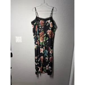 Bardot Floral Lace Trim Cutout Shoulder Sleeve Side Slit Flowy Maxi/Midi Dress 8 thumbnail 6