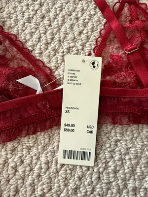 Kat the Label Size Extra Small XS Women's Sheer Floral Lace Bralette in Burgundy thumbnail 6