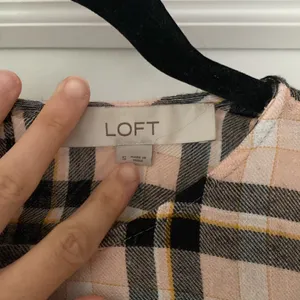 LOFT pink plaid flannel blouse thumbnail 3
