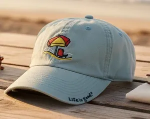 Life Is Good Light Blue Beach Surf Adjustable Baseball Cap Hat thumbnail 1