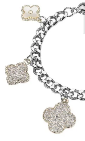 14K Gold Plated Mother of Pearl Quatrefoil Charm Bracelet thumbnail 2