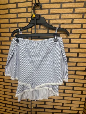 Joyspun blue and white stripe cami and shorts pajama set size large thumbnail 3