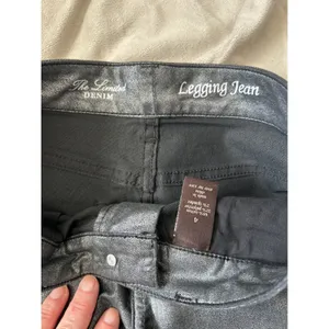 The Limited Metallic Coated Legging Jean Black Silver Skinny‎ Pants Womens 4 thumbnail 4
