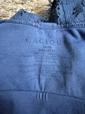 Cacique Cornflower Blue Lace X Crossover Back Bralette - size 14/16 thumbnail 6
