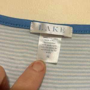 LAKE Pima Cotton Blue Striped Nightgown in White & Blue Size XS thumbnail 4
