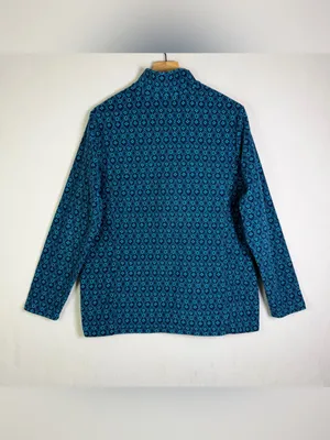 Lands End Women’s XL 18 Blue Teal Geometric Fleece Quarter Zip Pullover Gorpcore thumbnail 8