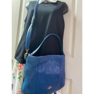 Coach Medium W Adjustable Strap Blue Leather Cross thumbnail 7