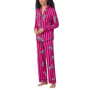 NWT Room Service Women's Shawl Collar Pajama Set Pink L thumbnail 2