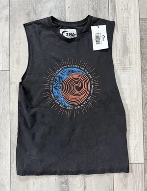 NWT Zyia active graphic mineral wash affirmation vintage muscle tank size medium thumbnail 1