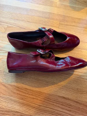Madewell The Remy Criss Cross Mary Jane Flats in Wine Red- 8.5 thumbnail 6