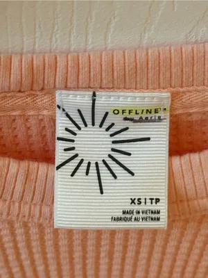 Aerie Waffle Knit Dance Club Pullover in Peach thumbnail 4