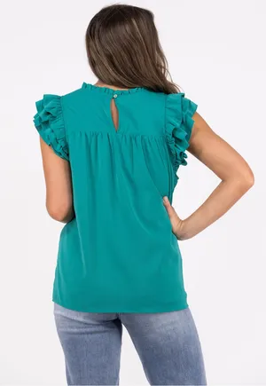Entro Pleated Ruffle Sleeve Blouse thumbnail 2