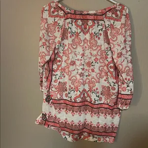 Suzanne Betro large orange pink peachy floral boho top thumbnail 4