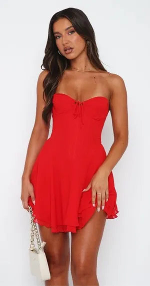 WHITE FOX Push The Feeling Mini Dress Red small nwt thumbnail 1