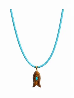 Revolve x Adina Eden Tiger's Eye Fish Pendant Faux Leather Rope Necklace thumbnail 1