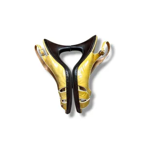 Sofft Slingback Heels Womens 10 Mustard Yellow Patent Leather Peep Toe Pumps thumbnail 3