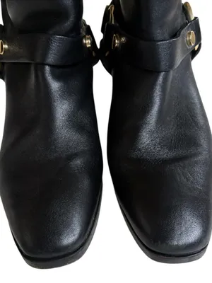 Stuart Weitzman Leather Expert Moto Boots Black Size 6 Retail $595.00 thumbnail 7
