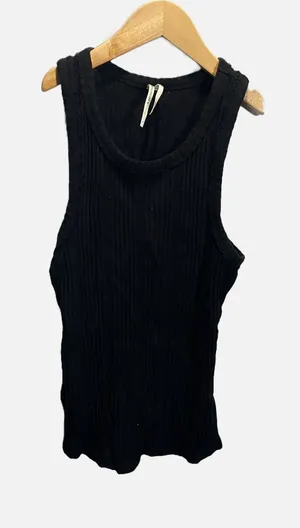 Anthropologie Tank Top Womens S Black Ribbed Knit Scoop‎ Neck Casual Basic thumbnail 1