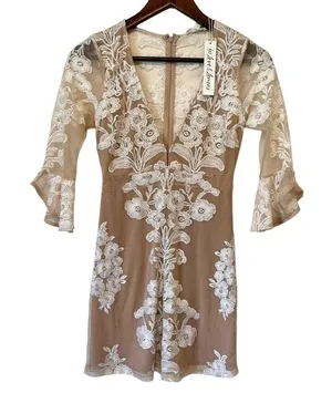For Love & Lemons x Free People Temecula White Lace Fit And Flare Mini Dress XS thumbnail 2