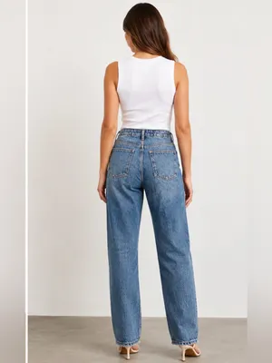 ZARA Women’s Distressed Ripped Straight Leg Jeans Size 12 thumbnail 2