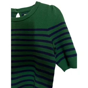 Maeve By Anthropologie Harmon Sweater Tee Green-Blue Stripes Short Sleeve Sz XS thumbnail 5