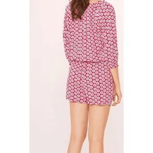 Tory Burch Red Daisy Floral Off Shoulder Romper Tassel Tie Size M thumbnail 2