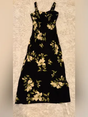 NEW Reformation Yale floral black maxi dress sz 8 thumbnail 2
