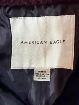 American Eagle Red Black Buffalo Plaid Sherpa Fleece Pullover Size M thumbnail 5
