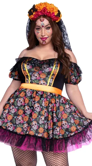 NEW Leg Avenue Marigold Catrina Day of the Dead Costume Size 1X/2X thumbnail 1
