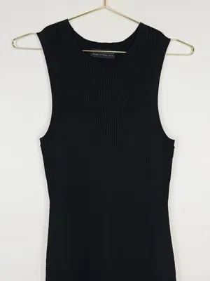 Nora Gardner Black Ribbed Knit Sleeveless Midi‎ Dress Size XS thumbnail 3