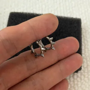 14mm Spike Small Hoop Earrings for Men Women Streetwear Punk Hip Hop Unisex Earrings thumbnail 5