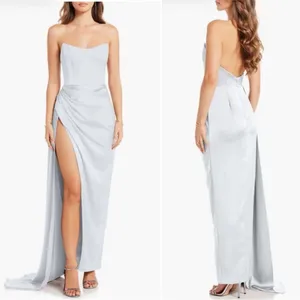 Katie May Bita Strapless Satin Gown in Celestial Blue M thumbnail 8
