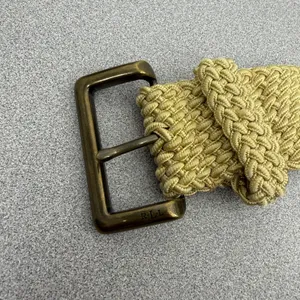 Lauren Ralph Lauren Belt Womens OS Gold Woven Braided Brass Buckle Preppy Boho thumbnail 2