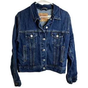 Women’s Vtg Levi's 77715-4837 ICONIC Dark Wash Denim TRUCKER Jean Jacket Sz M thumbnail 1