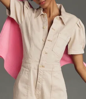 Anthropologie Pilcro The Kit Utility Romper in Beige , Size 6 thumbnail 5