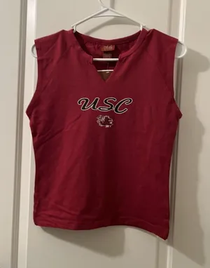 Red Oak South Carolina Gamecocks USC Womens Juniors Sleeveless V-neck T-shirt thumbnail 1