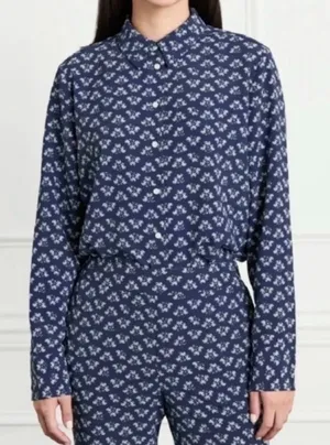 HILL HOUSE- James Floral Button Down Shirt Navy Blue Posey Size S thumbnail 1
