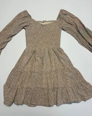 Altar'd State Mini Dress Women XS Tan Floral Smocked Tiered Balloon Sleeve thumbnail 1