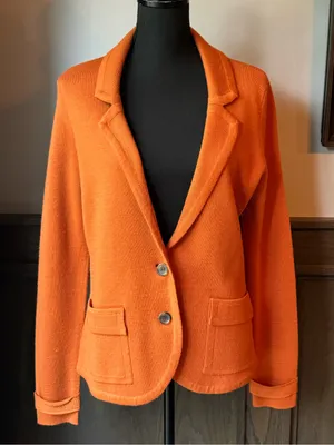 Halogen Orange wool blend Knit Blazer large thumbnail 1
