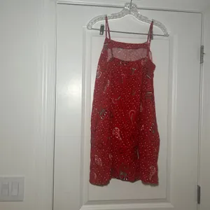 Manteau Red Western Print Mini Dress Medium Cowboy Boot Horseshoe country thumbnail 2