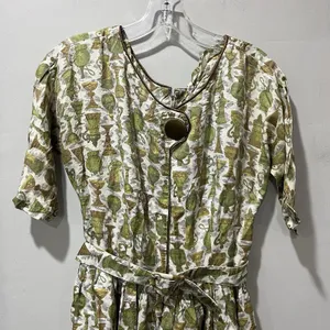 Vintage Handmade 60s Midi Dress with Belt Sz 8 Vase‎ Pattern Short Sleeve Zipper thumbnail 5