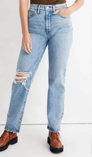 Madewell The Perfect Vintage Straight Distressed High‎ Rise Denim Jeans thumbnail 1