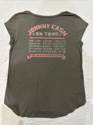 Lucky Brand Gray Graphic Johnny Cash Tour Tee- Size Large thumbnail 4