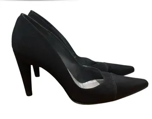 Stuart Weitzman Satin Pointed Toe Pumps Black Womens Size 7B Stiletto Heels thumbnail 1