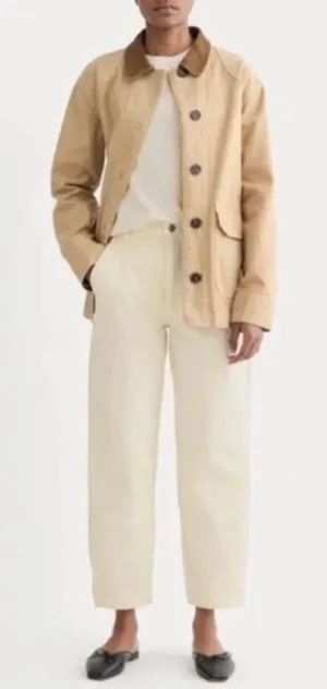 Everlane The Utility Barrel Pant Bone White Organic Cotton High Rise Size 8 NWT thumbnail 1