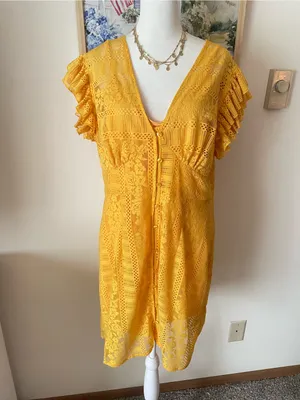 Never Fully Dress Crochet Lace Ruffle Mini Dress in Size US 14 thumbnail 2
